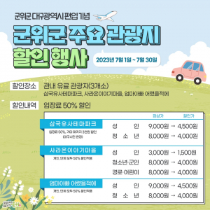 군위군, 대구광역시 편입 기념 유료관광지 50% 할인