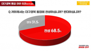 'TK통합' 시도민 과반 찬성… 경북 북부권만 
