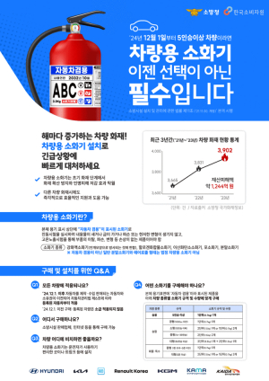 영천소방서, 차량용 소화기 비치 의무화 안내
