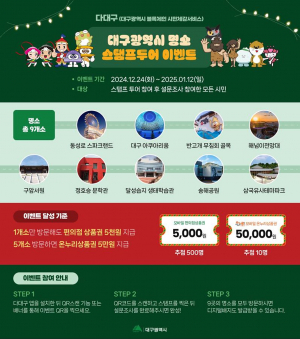 대구광역시, 다대구와 함께 지역 명소 여행하고 선물받자