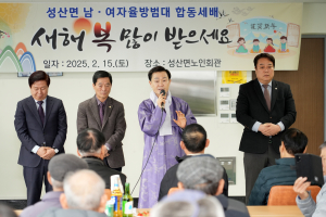고령군 성산면 남녀자율방범대, 덕담 나누며 어르신에 존경 담아 '큰절'